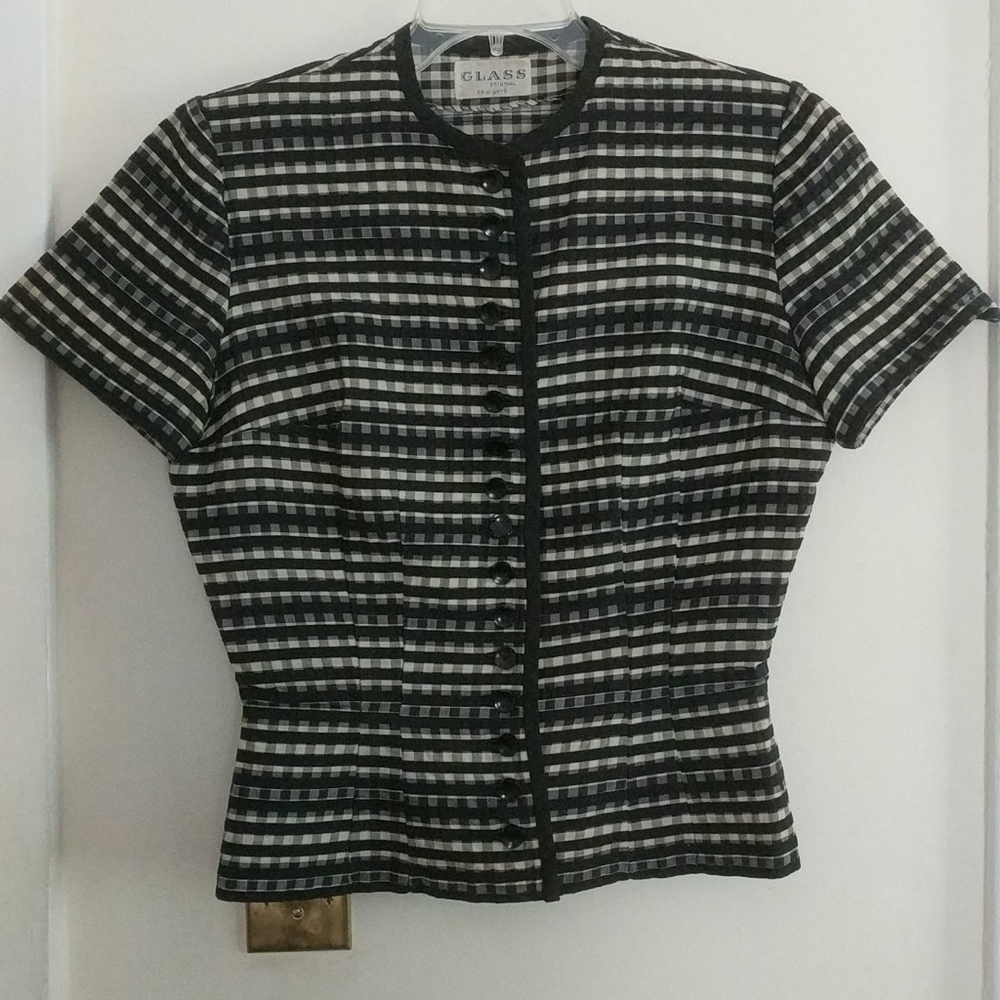 Vintage Checkered Gingham tapered Top, Blouse